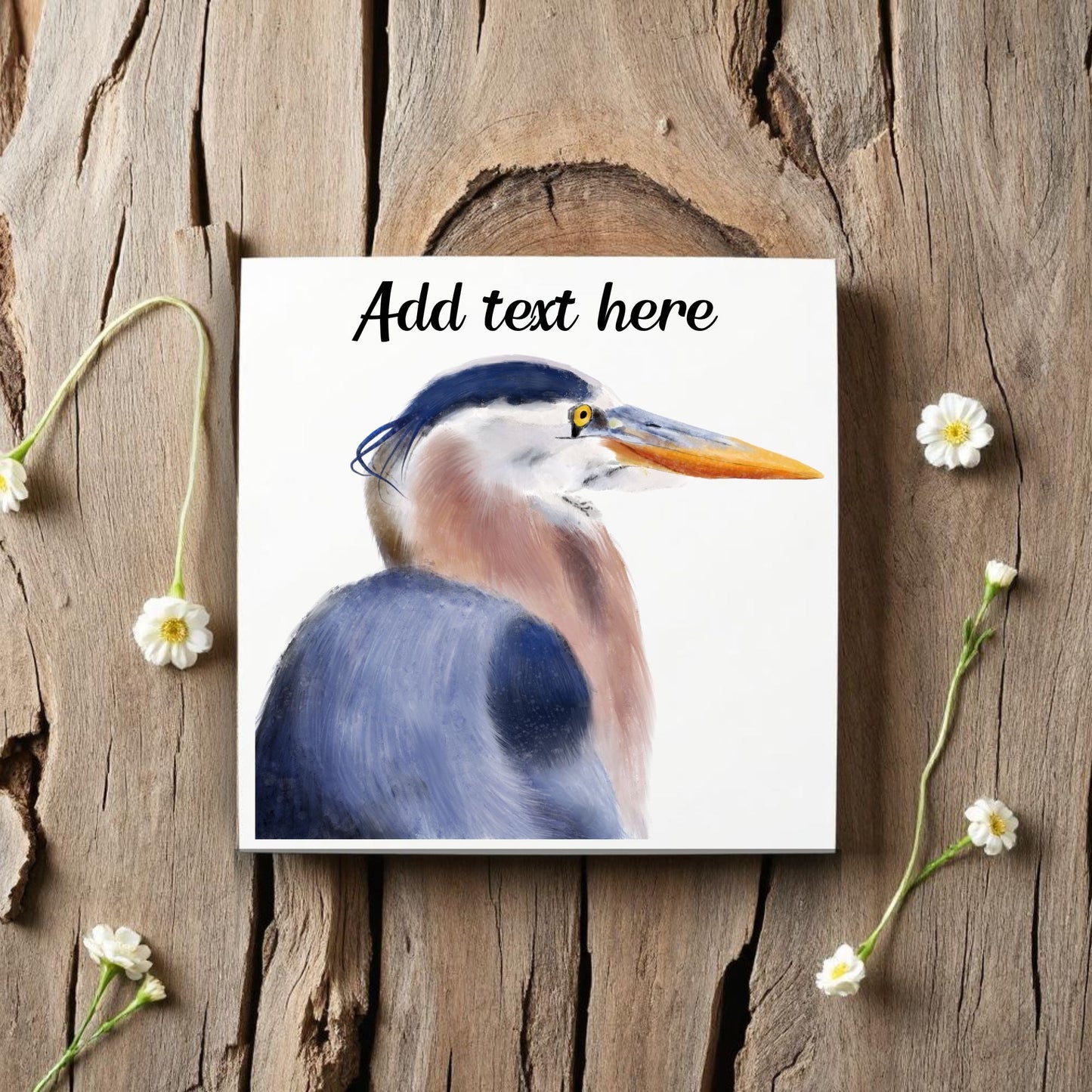 Great Blue Heron Portrait Ceramic Tile – Handcrafted Artistic Decor - MerikaArt