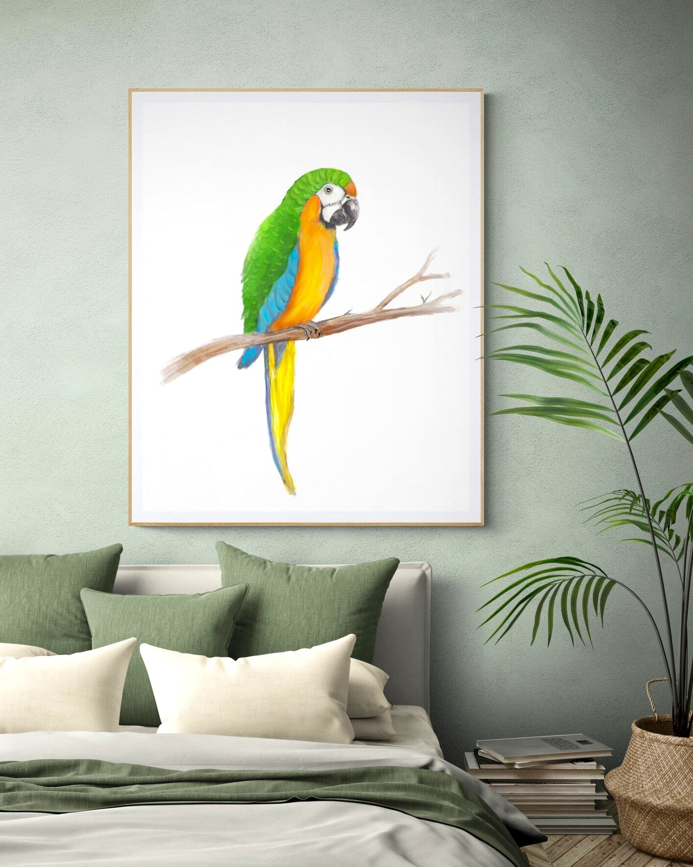 Green and Orange Macaw Print - MerikaArt