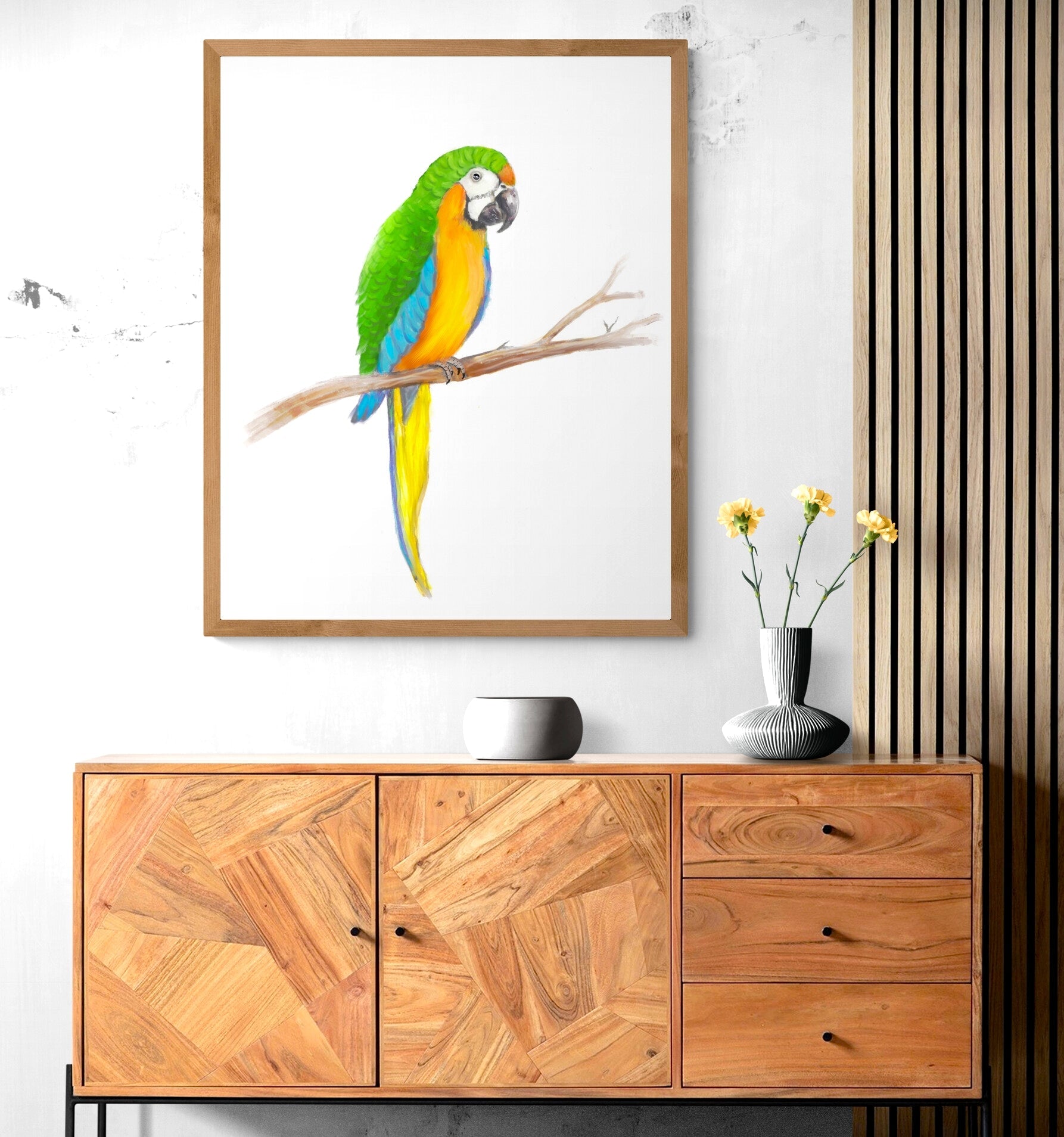 Green and Orange Macaw Print - MerikaArt