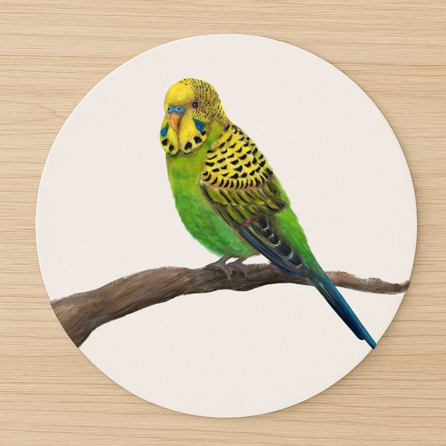 Green and Yellow Budgie Mousepad - MerikaArt