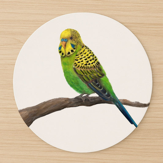 Green and Yellow Budgie Mousepad - MerikaArt