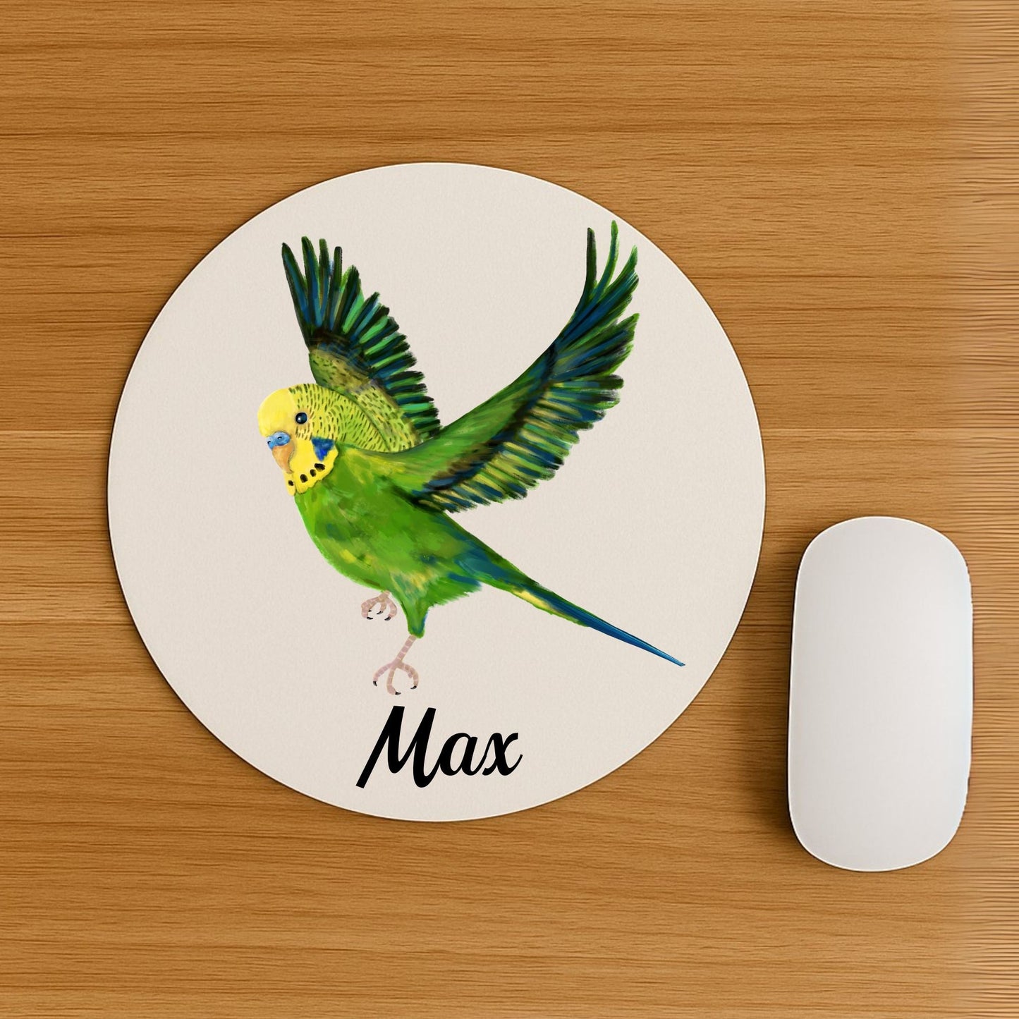 Green Budgerigar Mousepad - MerikaArt