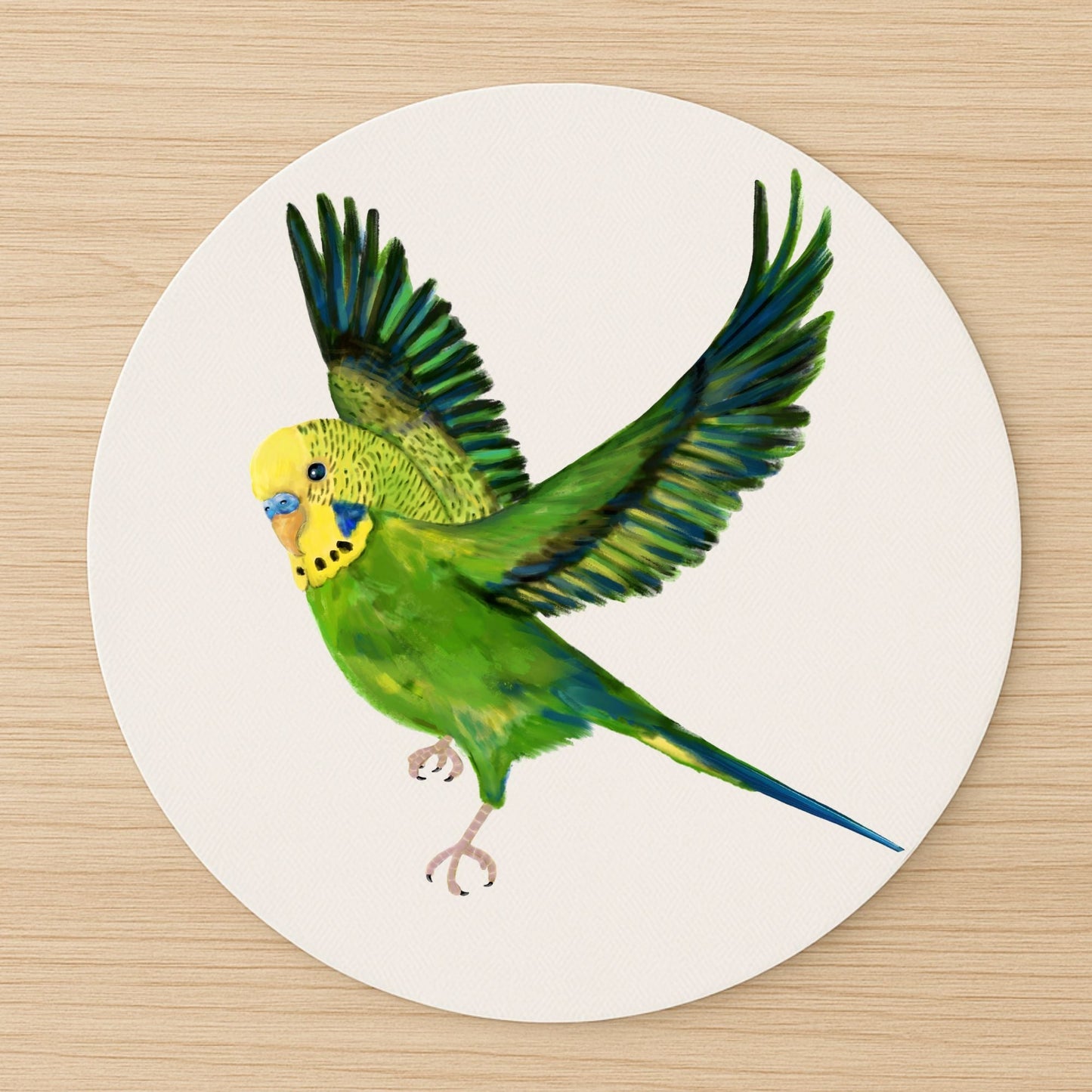 Green Budgerigar Mousepad - MerikaArt