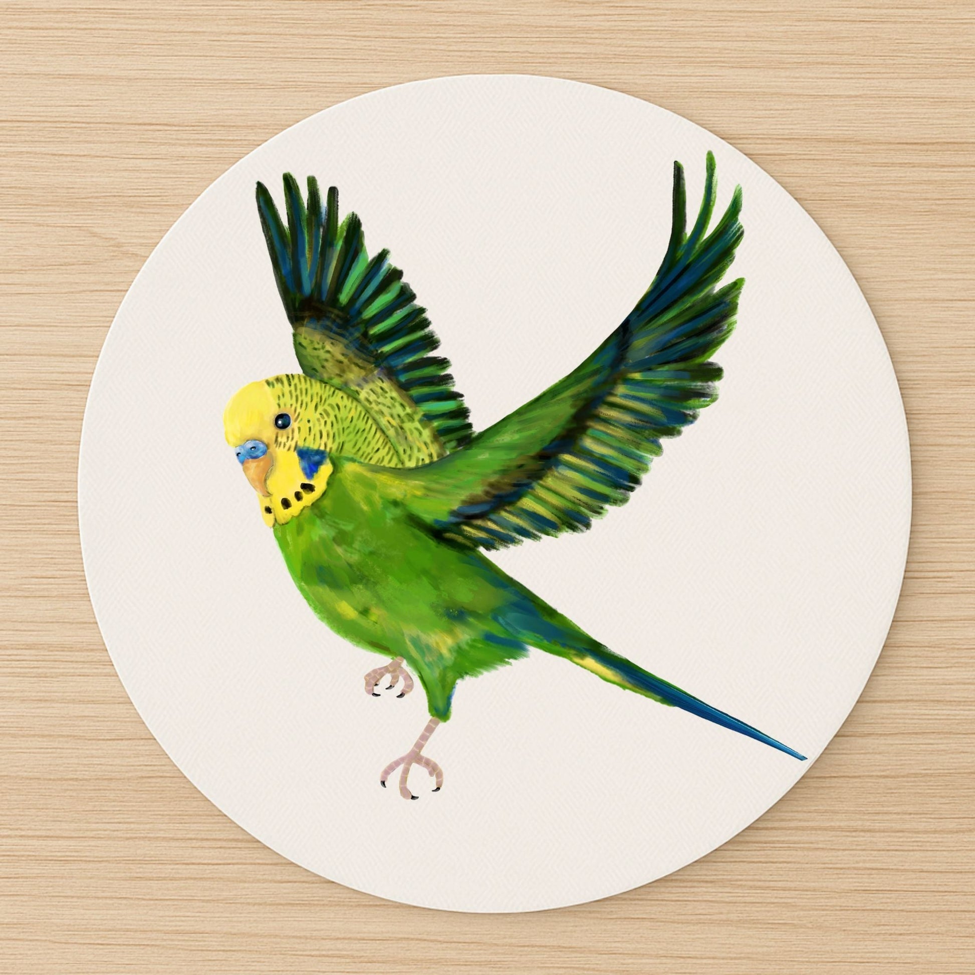 Green Budgerigar Mousepad - MerikaArt