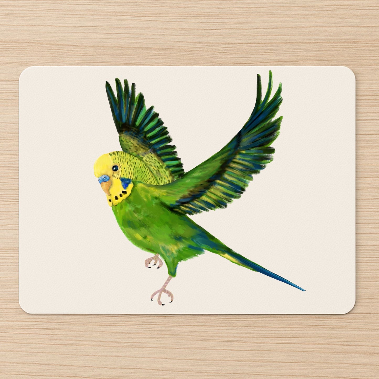 Green Budgerigar Mousepad - MerikaArt