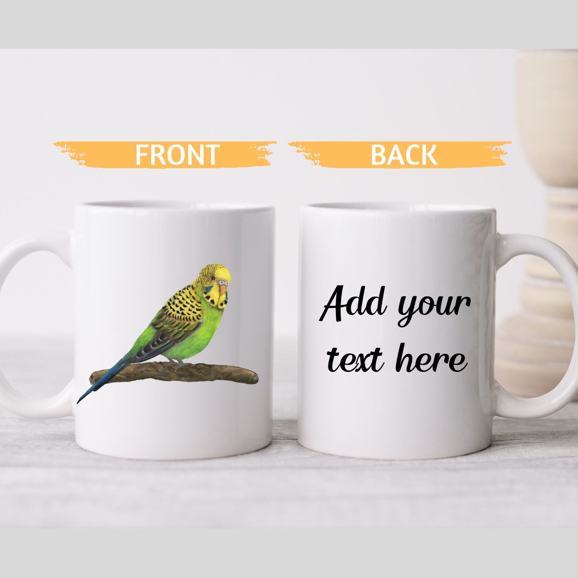 Green Budgie Mug - MerikaArt