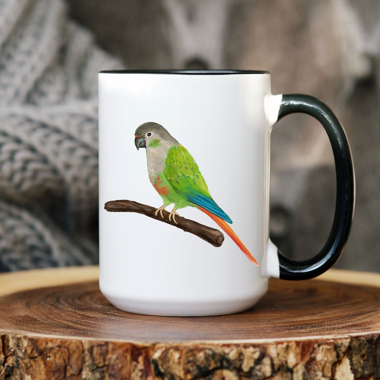 Green Cheek Conure Mug - MerikaArt