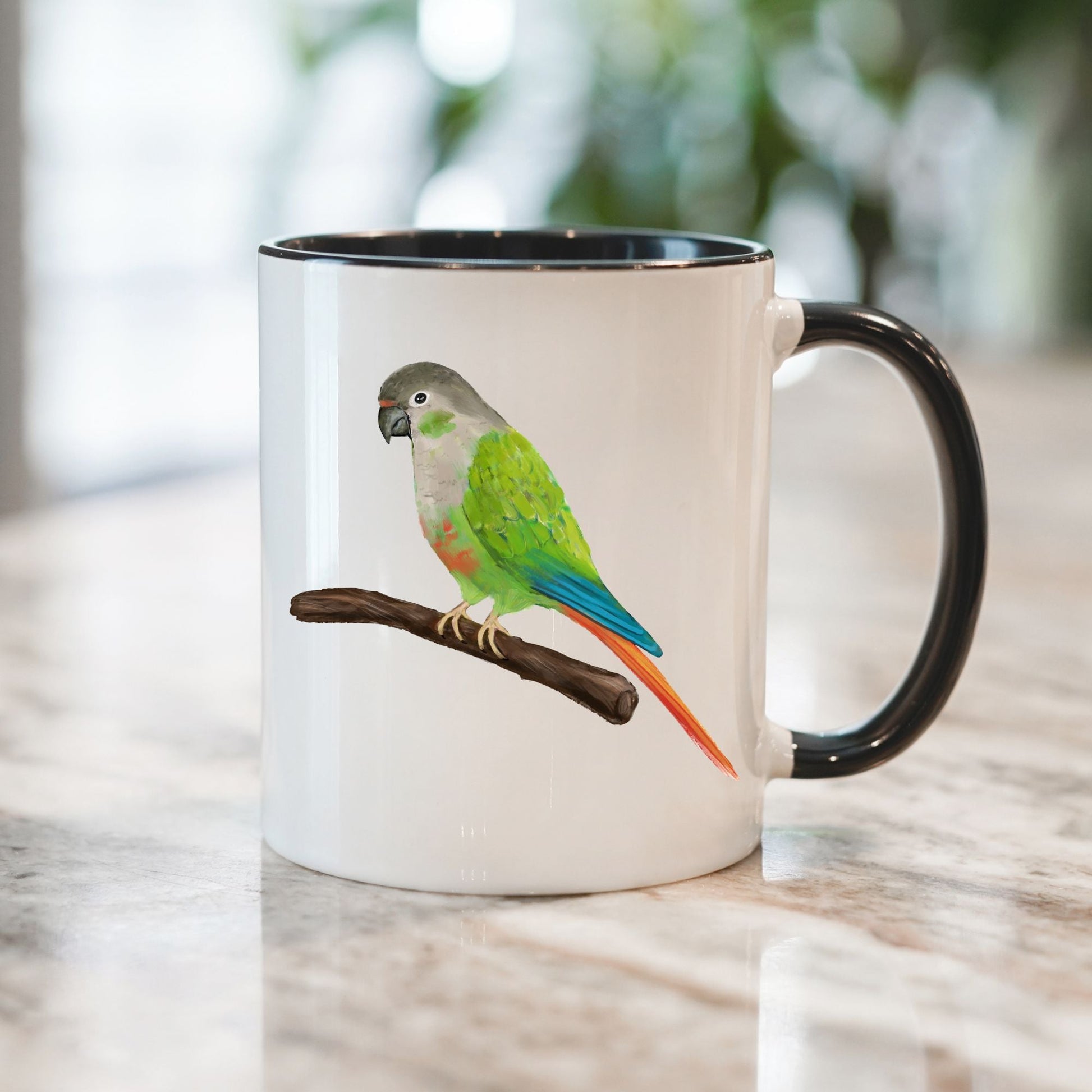 Green Cheek Conure Mug - MerikaArt