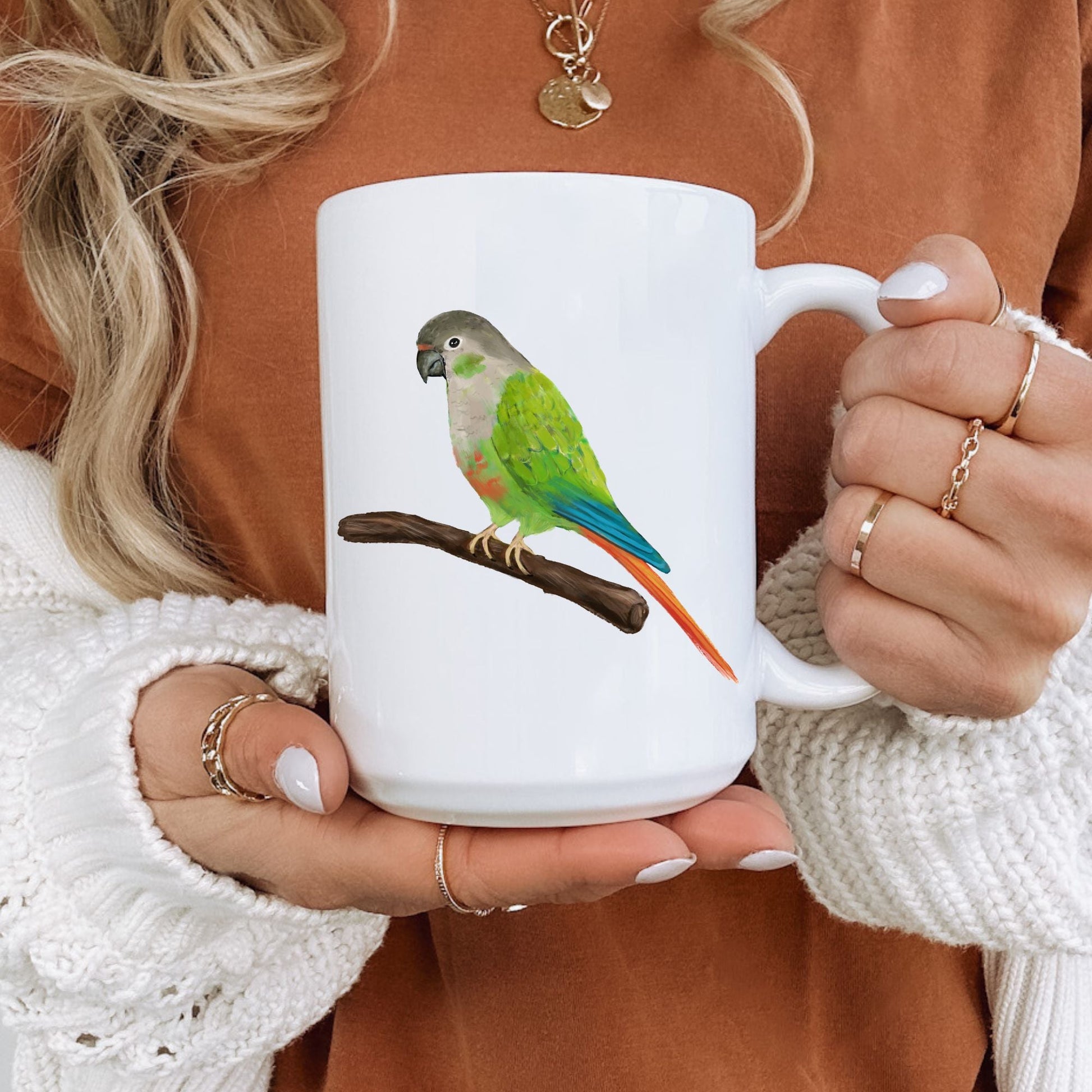 Green Cheek Conure Mug - MerikaArt