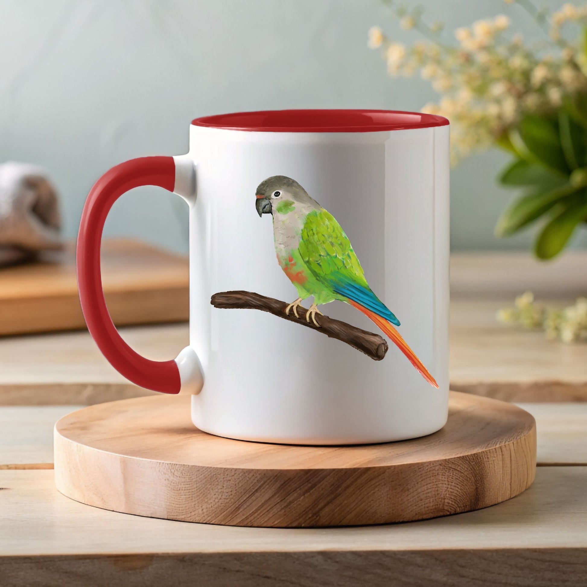 Green Cheek Conure Mug - MerikaArt