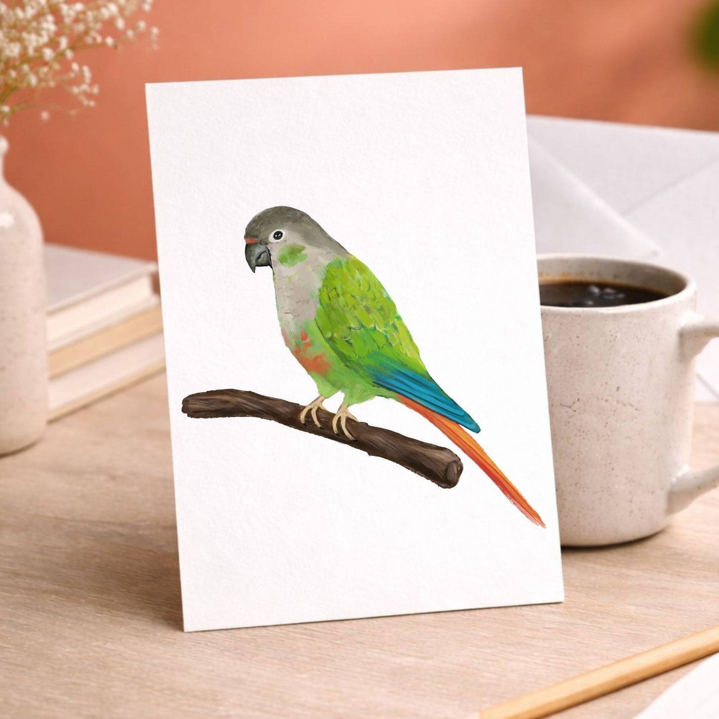 Green Cheek Conure Postcard - MerikaArt