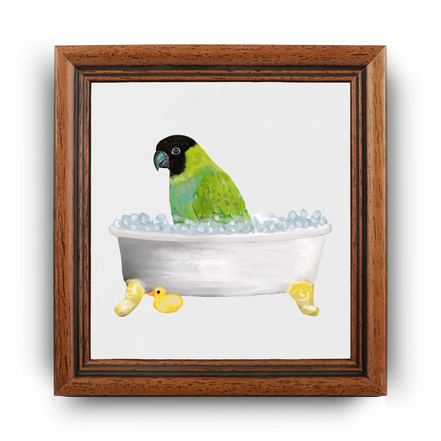 Green Conure Bathtub Ceramic Tile – Handcrafted Bird - Themed Decor - MerikaArt