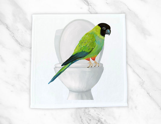 Green Conure Toilet Perch Washcloth – A Hilarious Bird Lover's Delight - MerikaArt