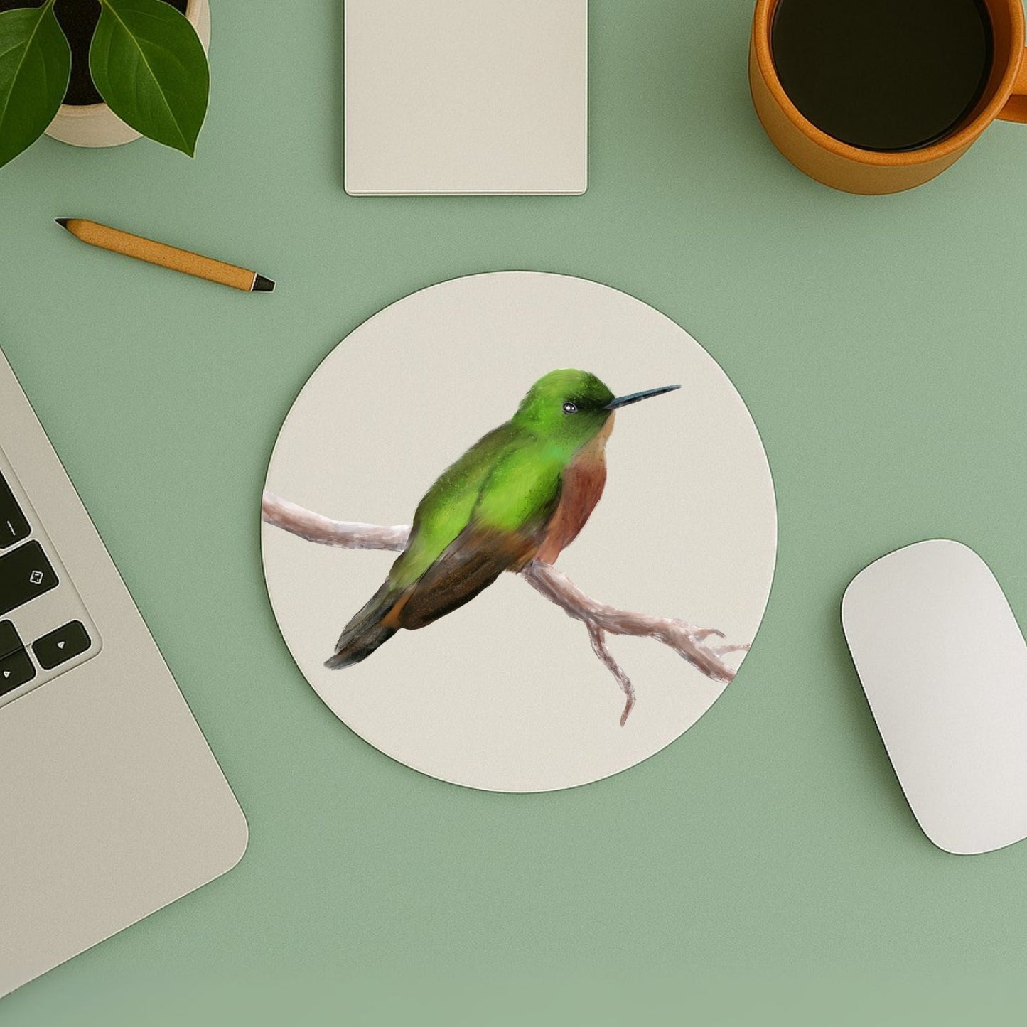 Green - Crowned Brilliant Mousepad - MerikaArt