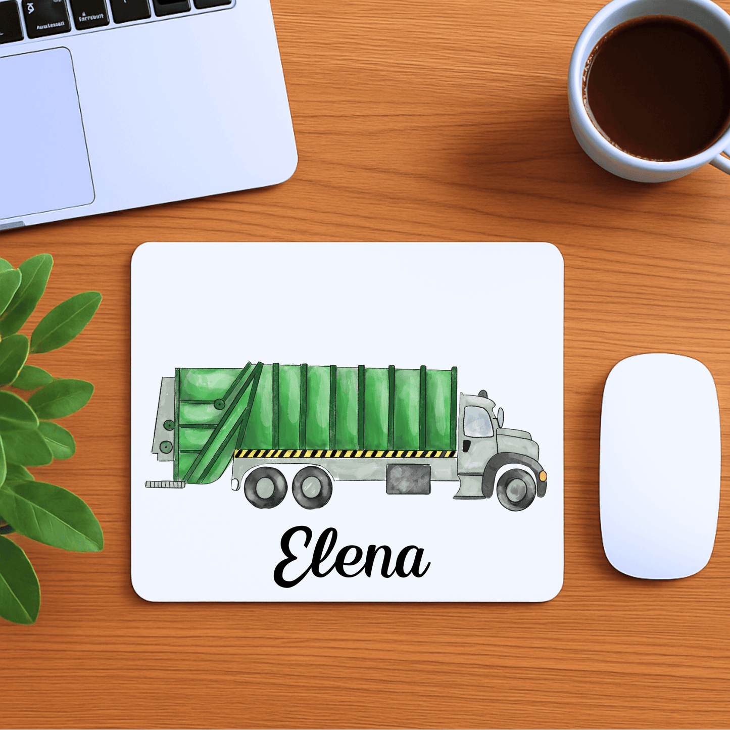 Green Garbage Truck Mousepad - MerikaArt