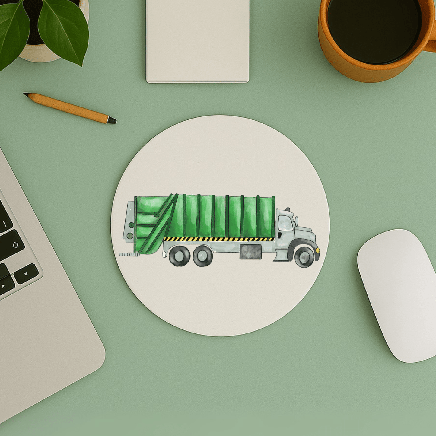 Green Garbage Truck Mousepad - MerikaArt