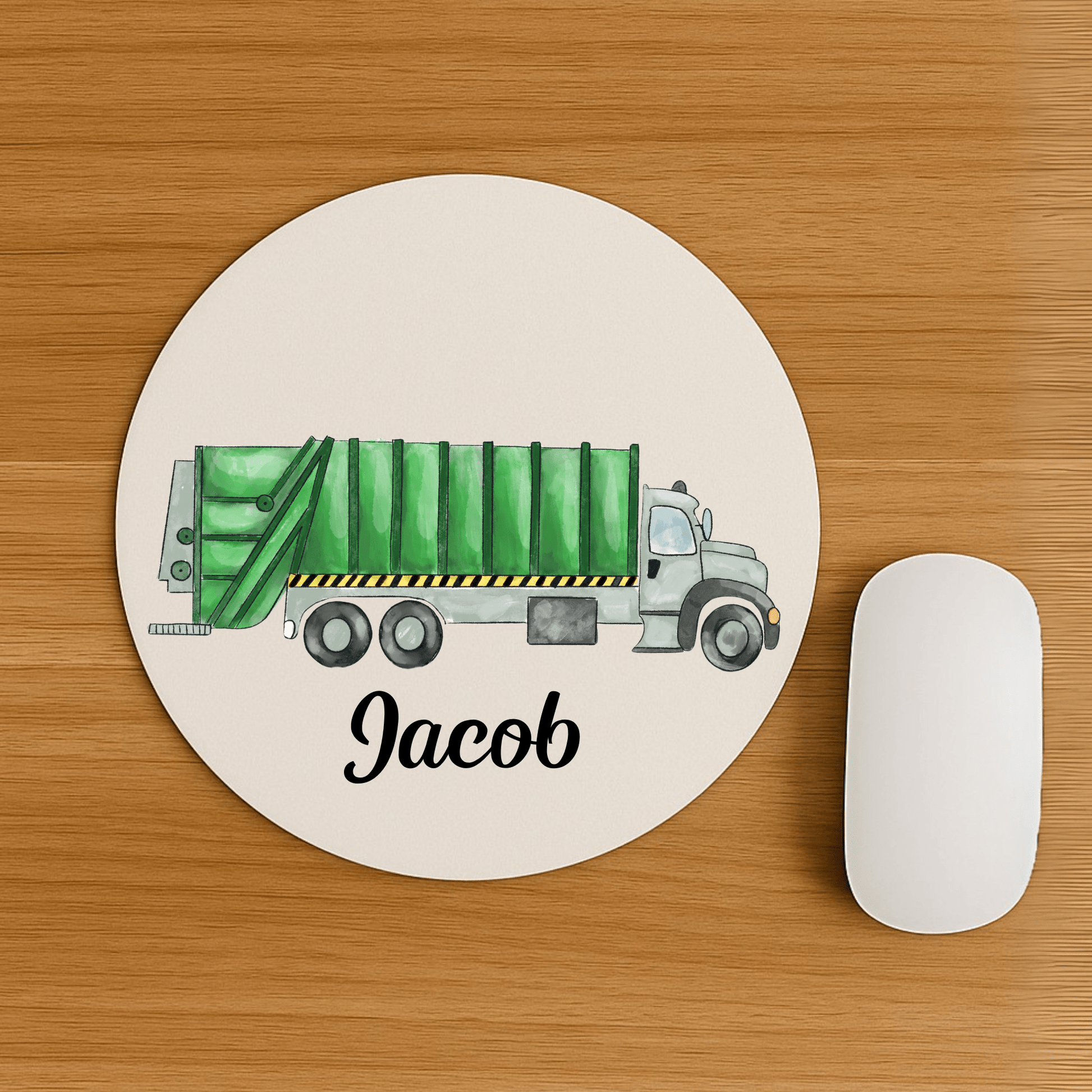 Green Garbage Truck Mousepad - MerikaArt