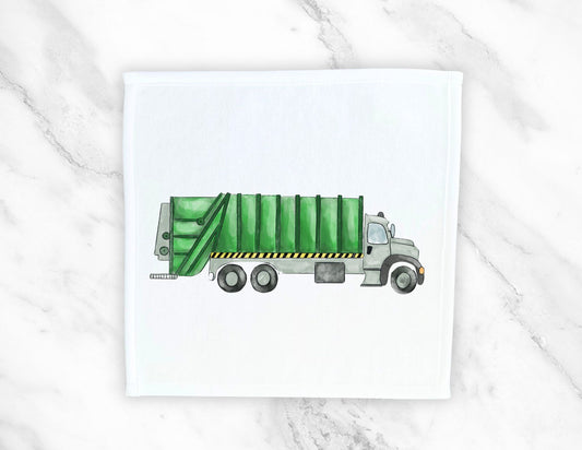 Green Garbage Truck Washcloth - MerikaArt