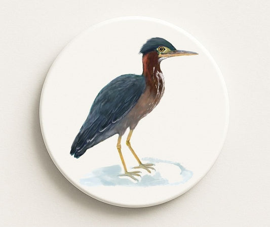 Green Heron Ceramic Coaster - MerikaArt
