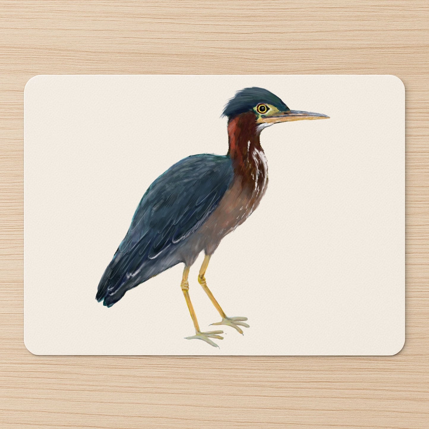 Green Heron Mousepad - MerikaArt