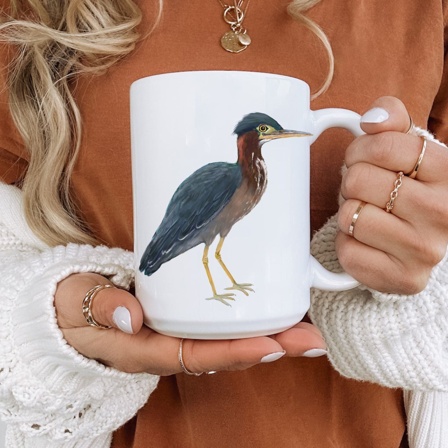 Green Heron Mug - MerikaArt