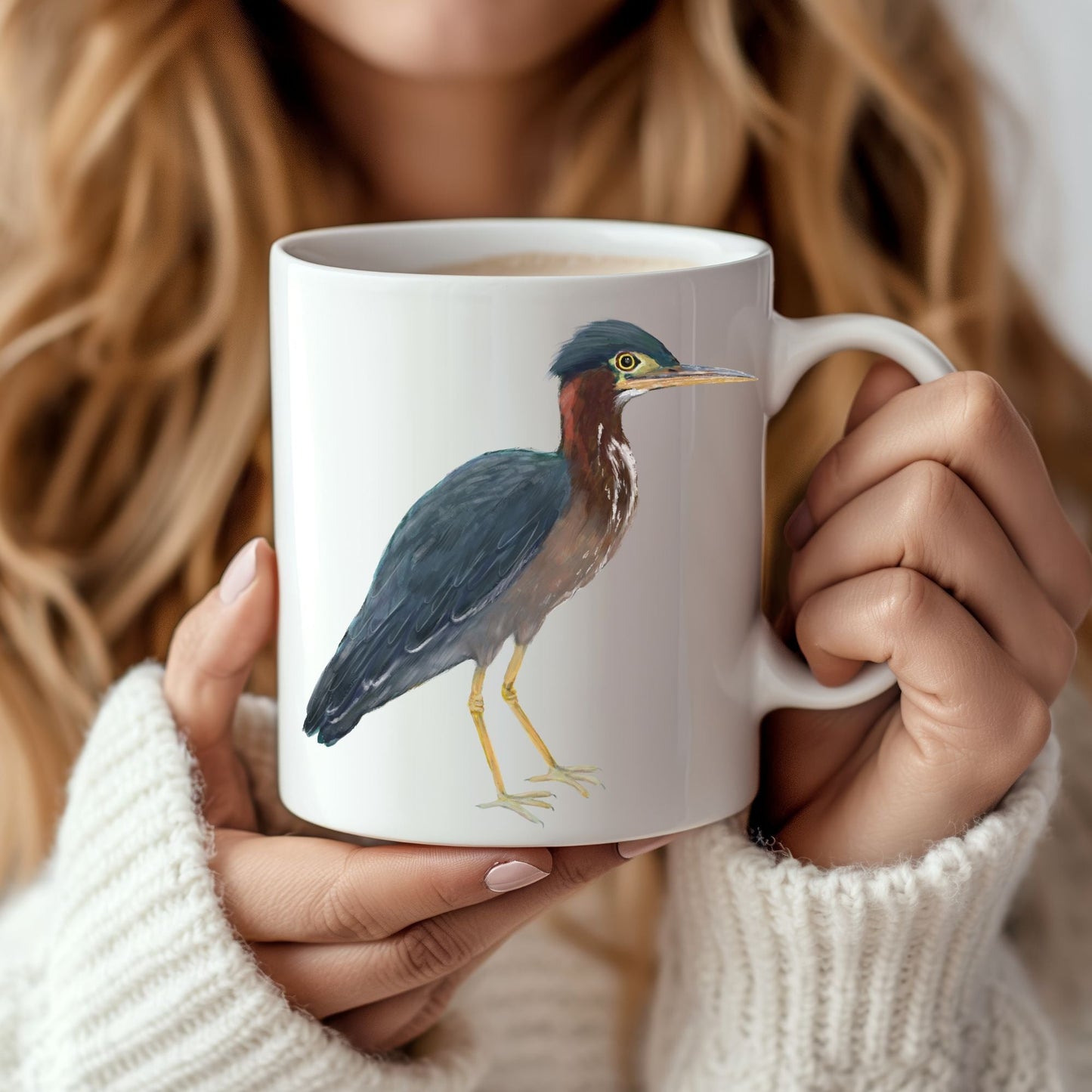 Green Heron Mug - MerikaArt