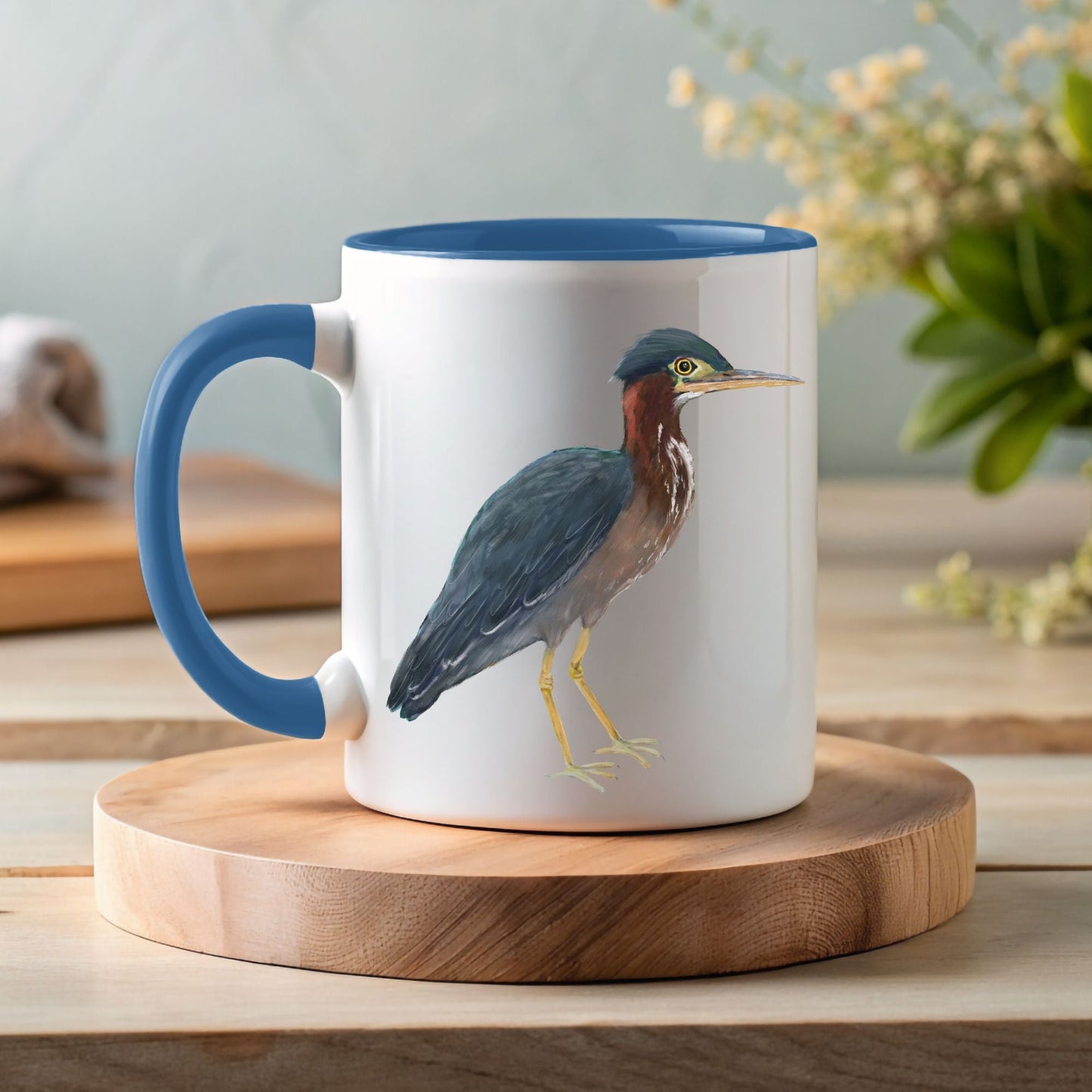 Green Heron Mug - MerikaArt