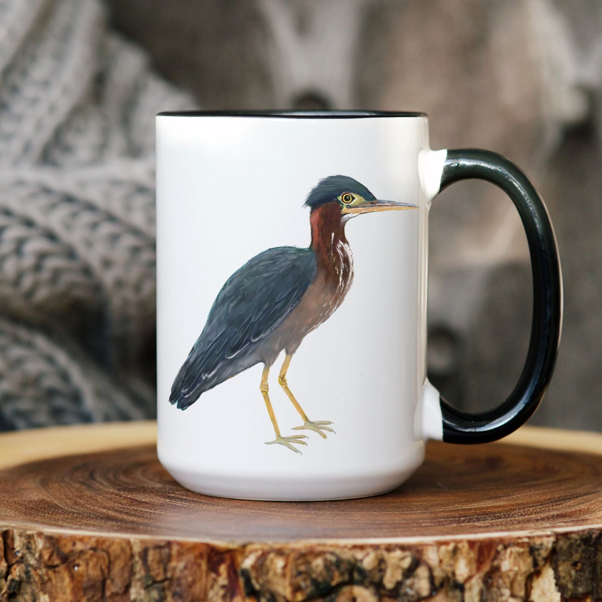 Green Heron Mug - MerikaArt