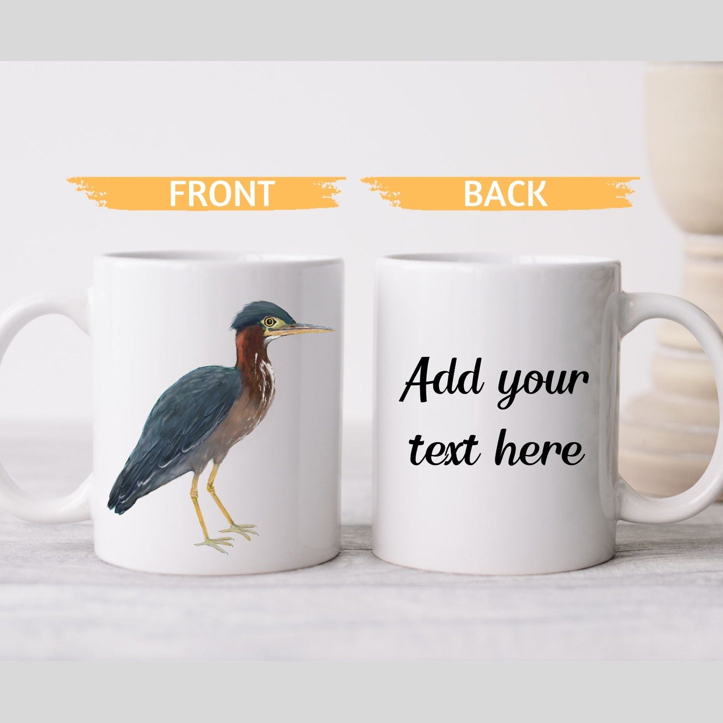 Green Heron Mug - MerikaArt