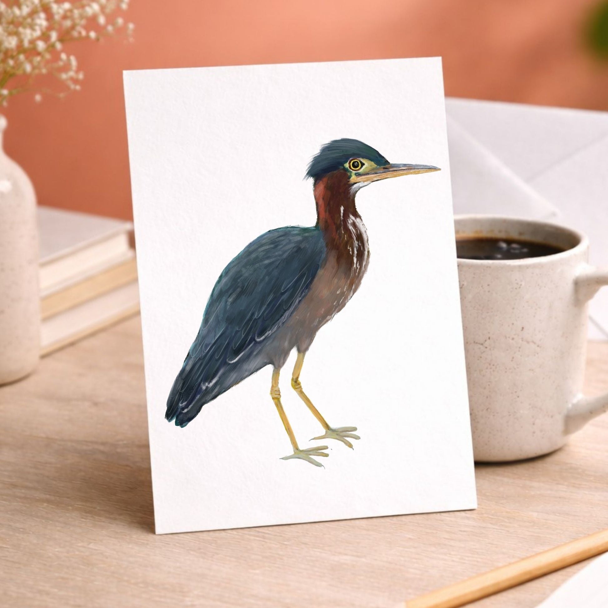 Green Heron Postcard - MerikaArt