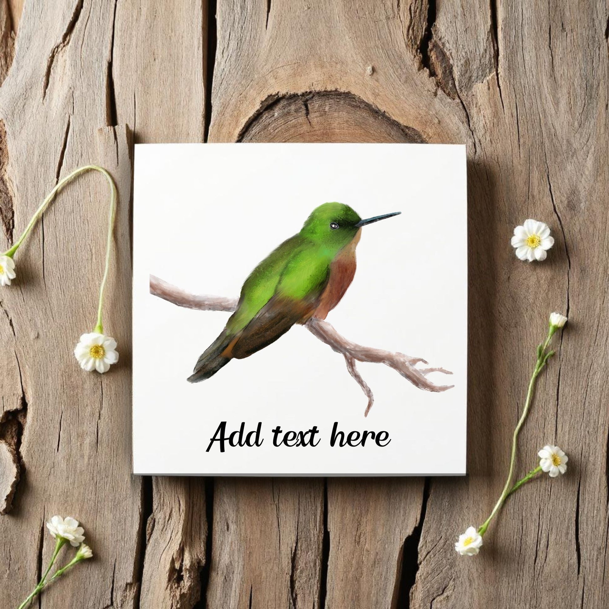 Green Hummingbird Ceramic Tile – Handcrafted Bird Lover Artwork - MerikaArt