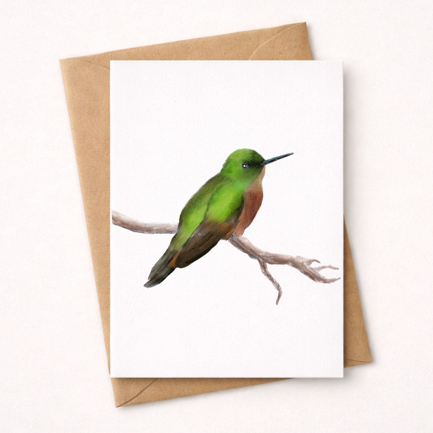 Green Hummingbird Postcard - MerikaArt