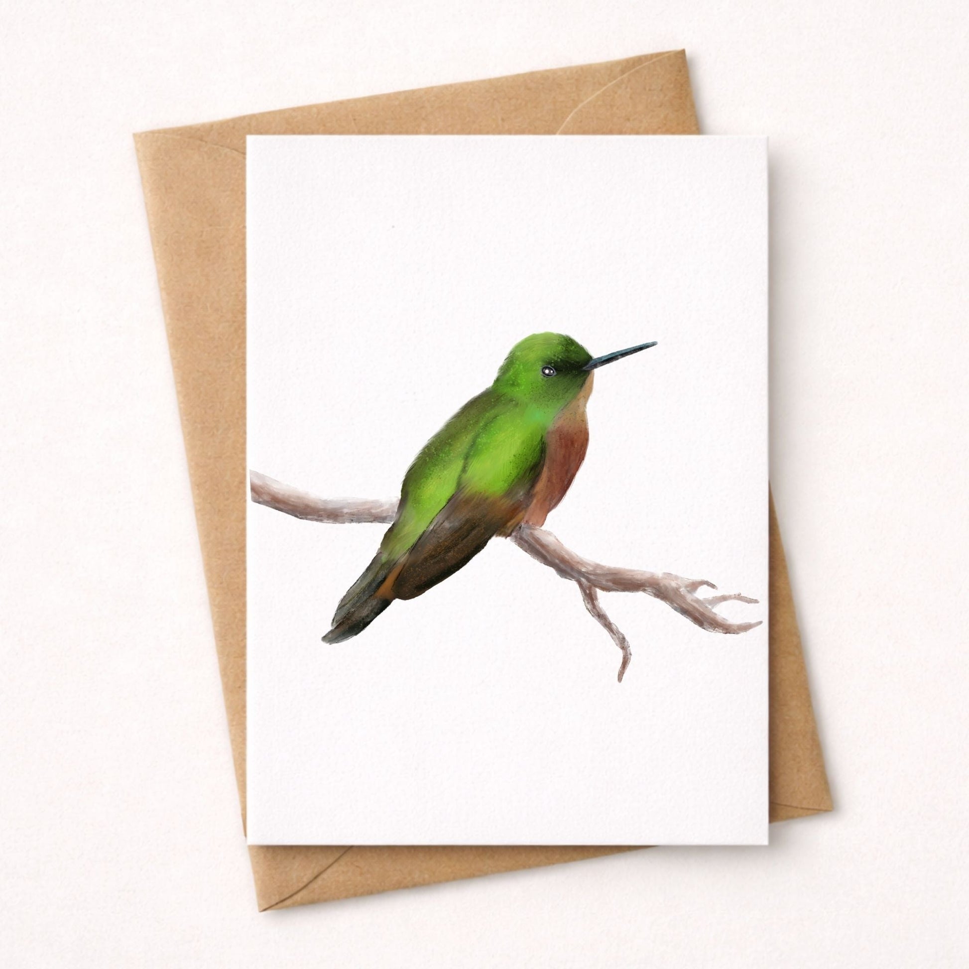 Green Hummingbird Postcard - MerikaArt
