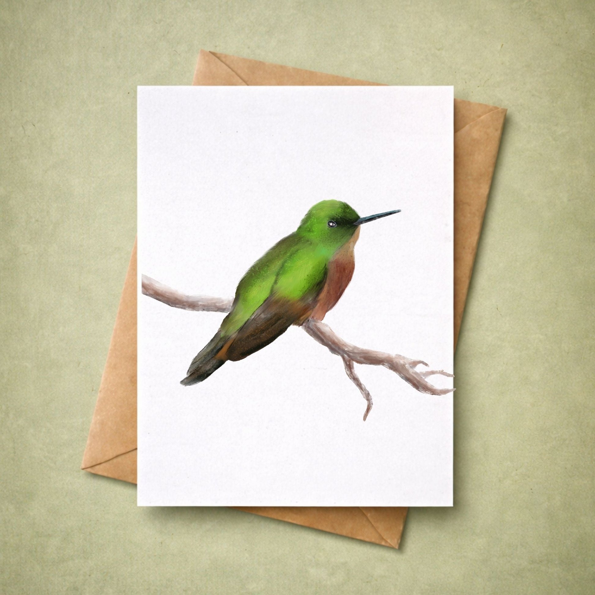 Green Hummingbird Postcard - MerikaArt