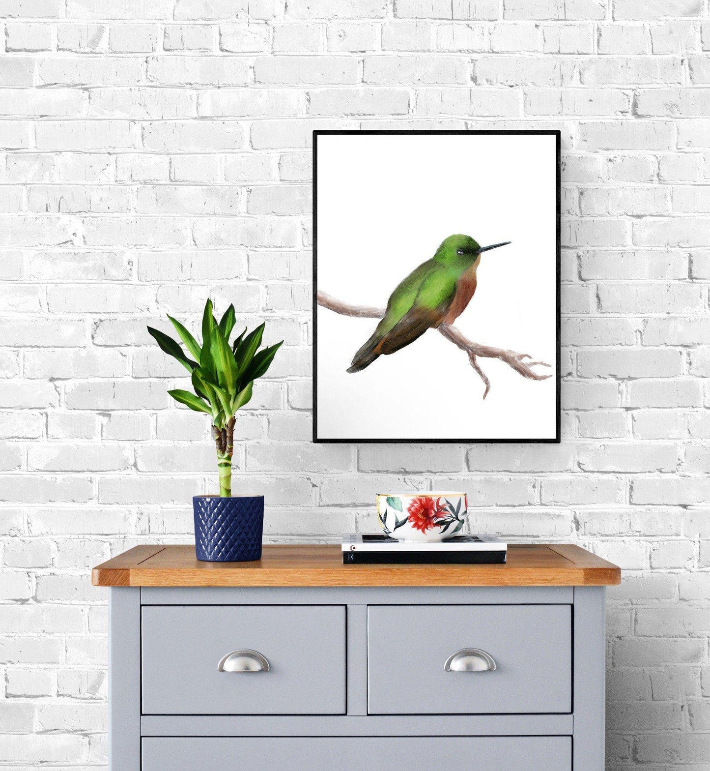 Green Hummingbird Print - MerikaArt