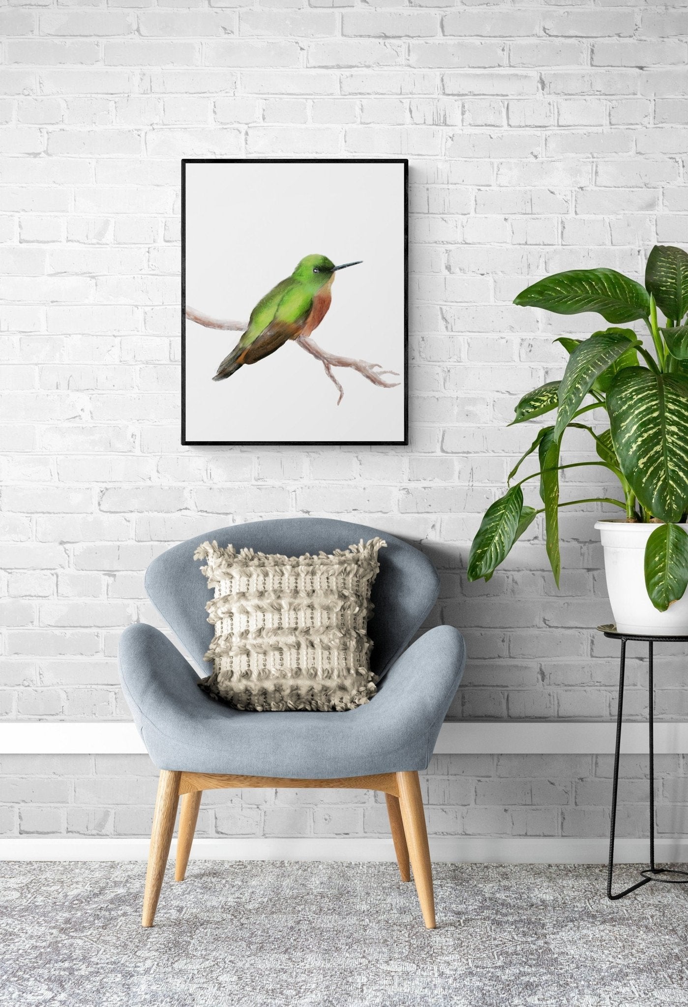 Green Hummingbird Print - MerikaArt