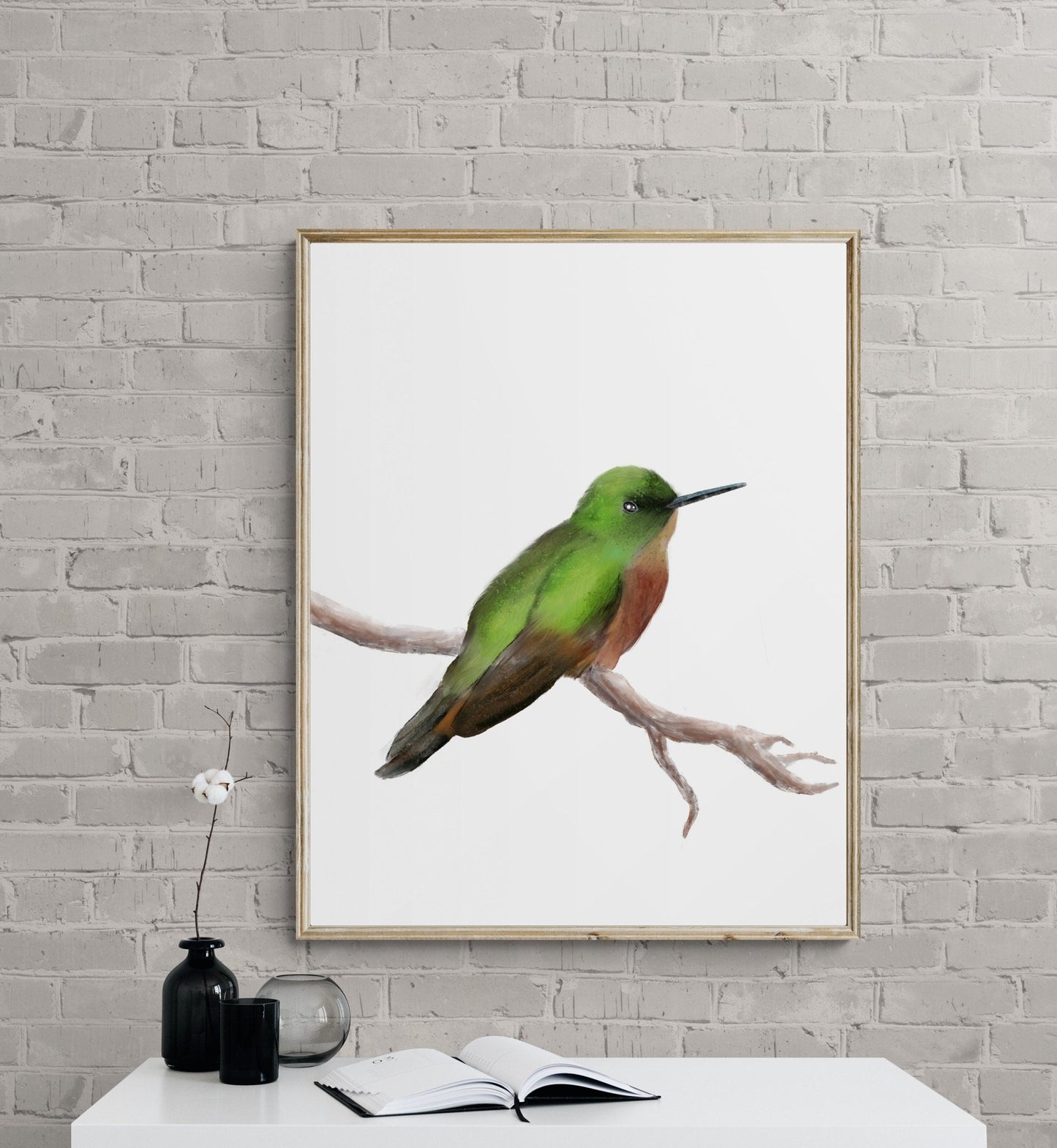 Green Hummingbird Print - MerikaArt