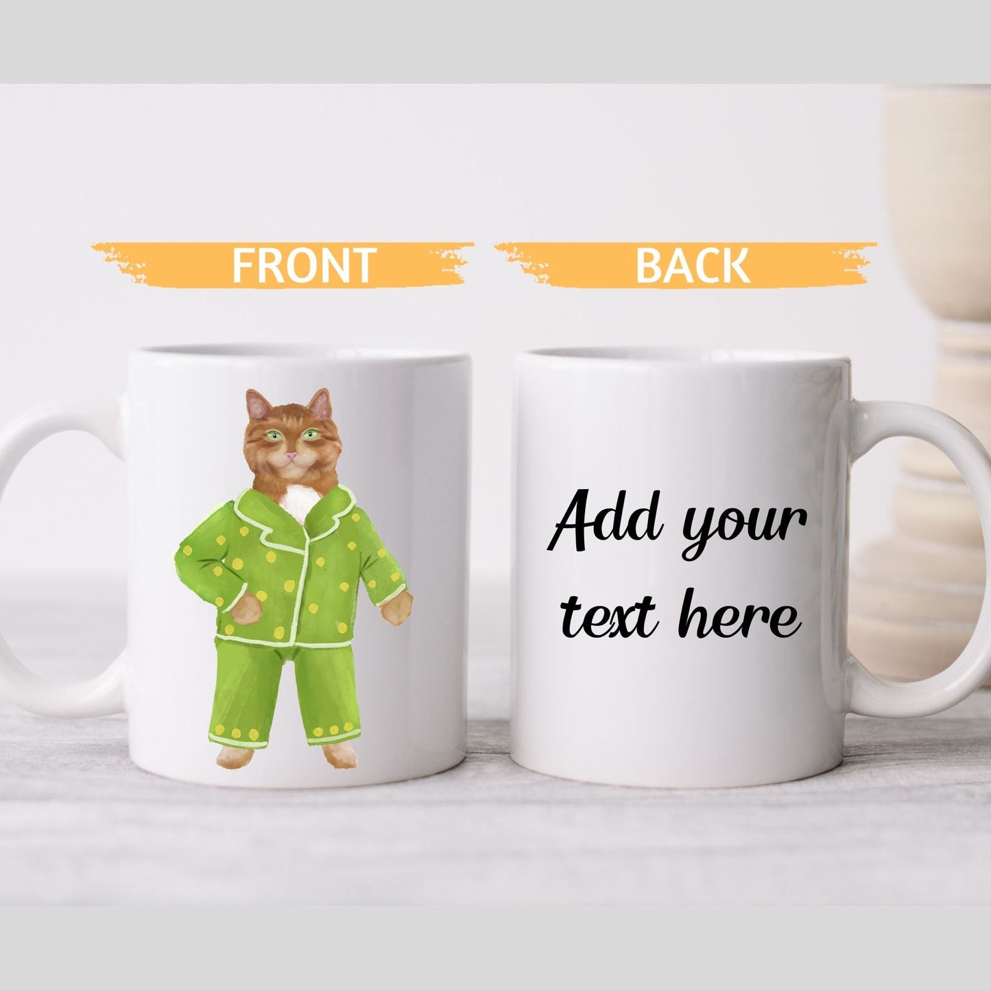 Green Pajama Cat Mug - MerikaArt