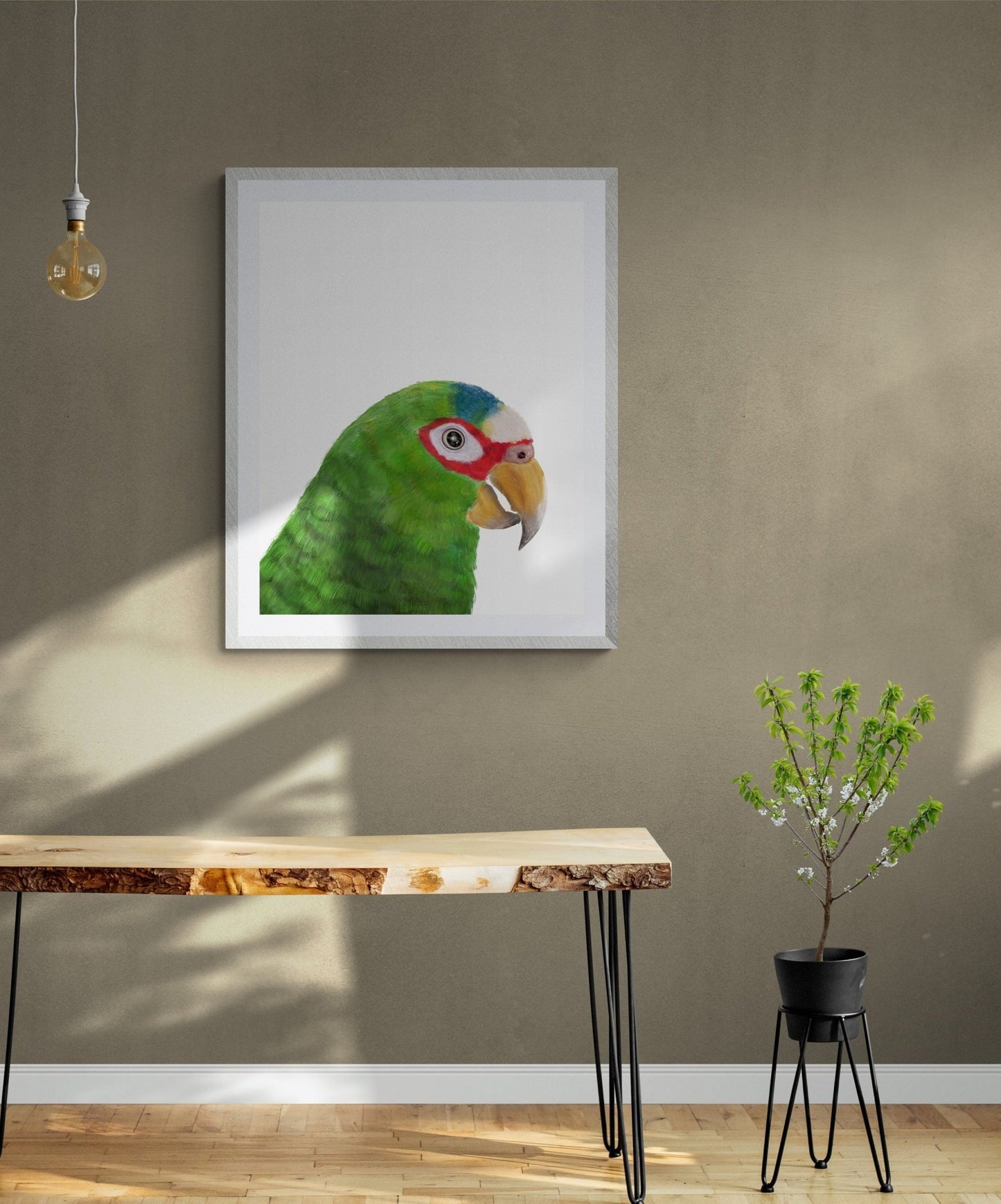 Green Parrot Art Print - MerikaArt