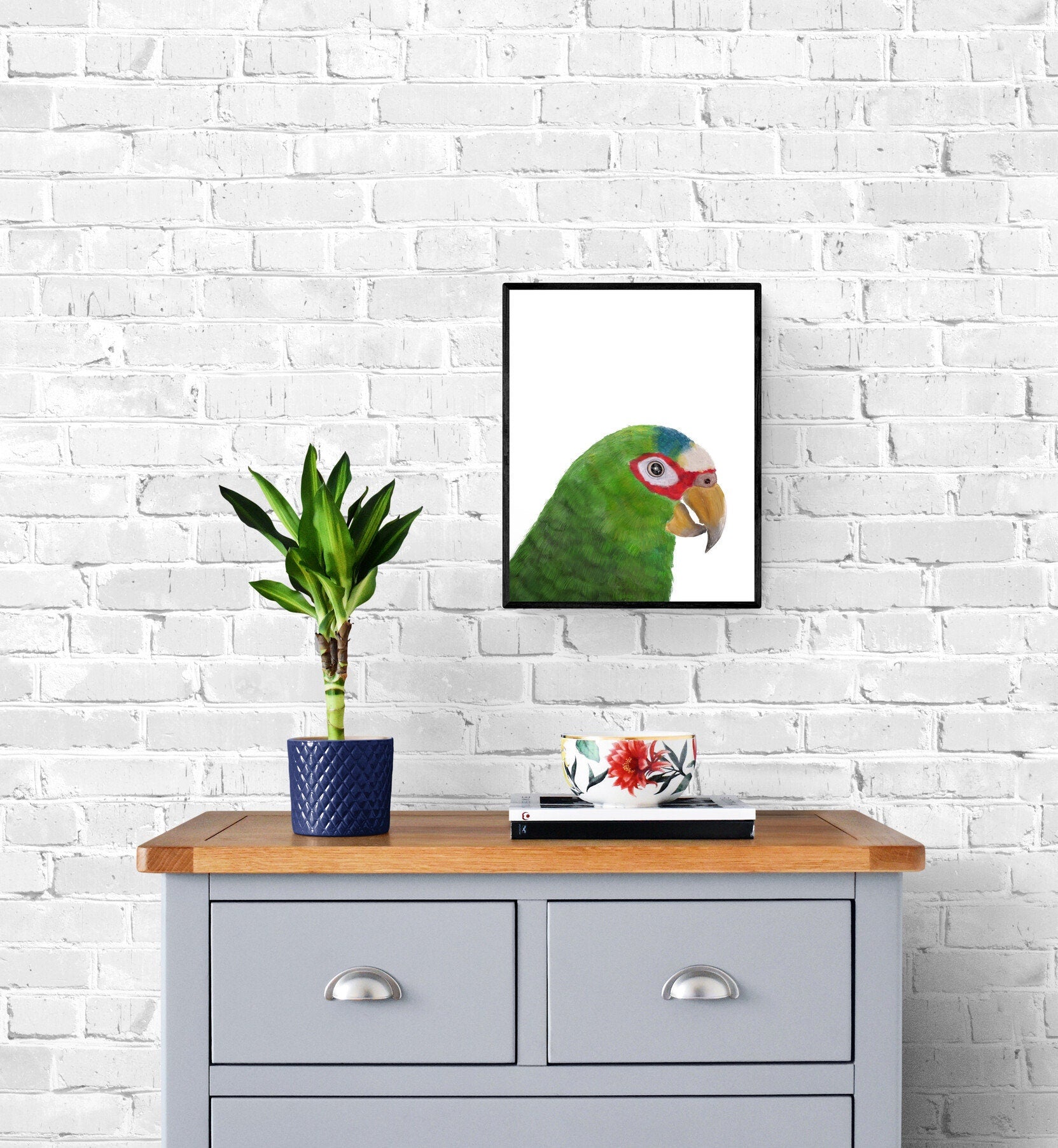 Green Parrot Art Print - MerikaArt