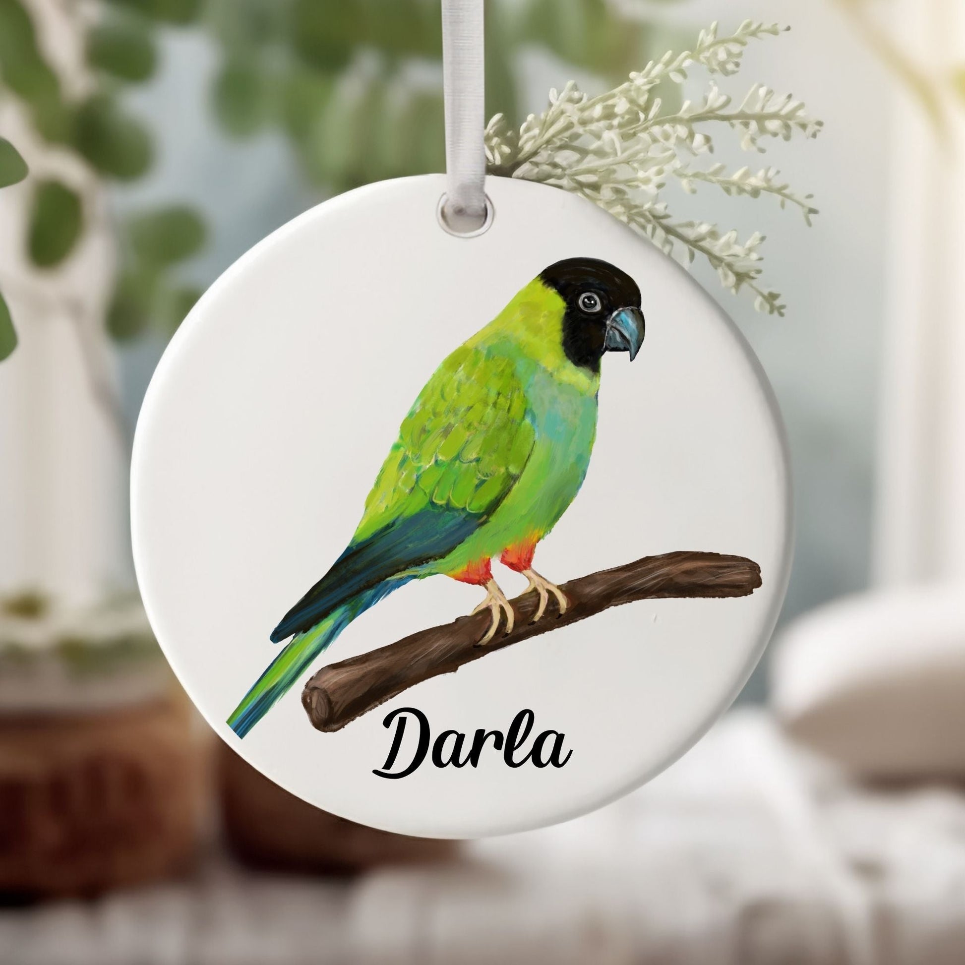 Green Parrot Ceramic Ornament - MerikaArt