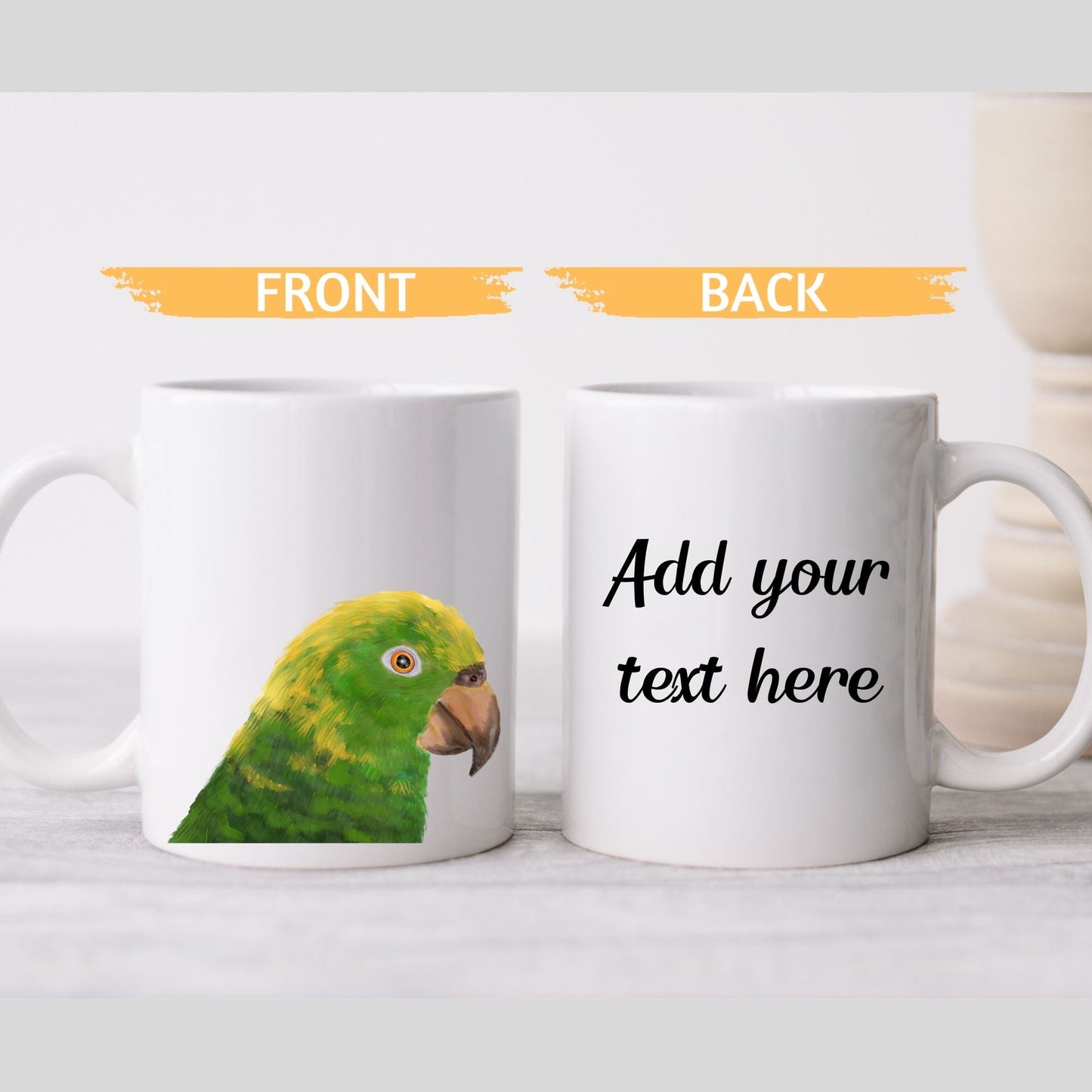 Green Parrot Mug with Vibrant Illustration - MerikaArt