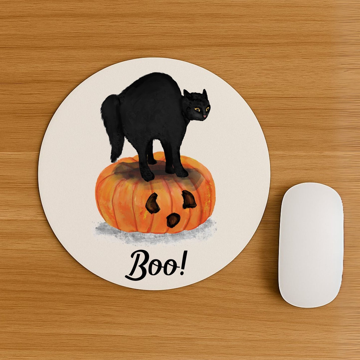 Halloween Black Cat Mousepad - MerikaArt