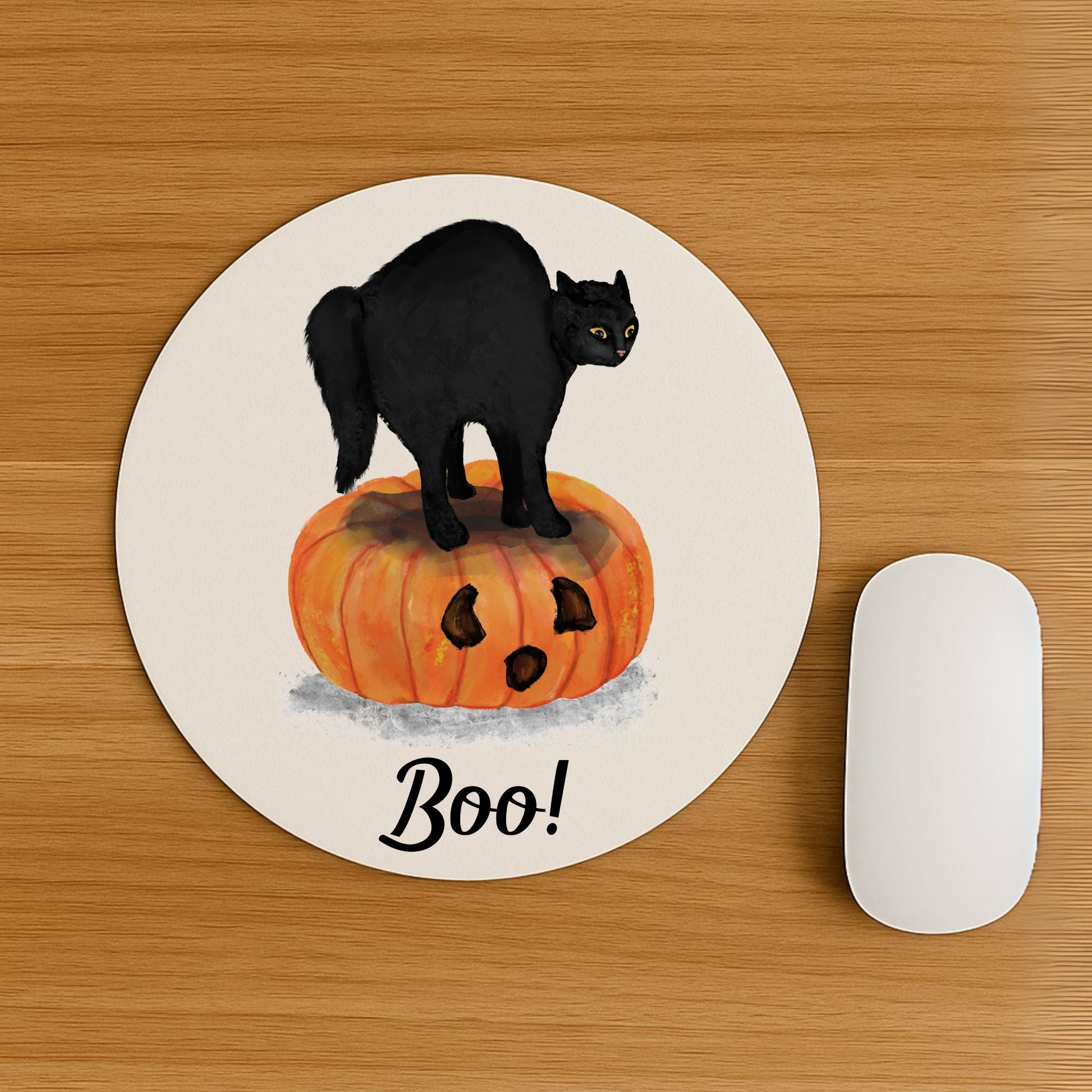 Halloween Black Cat Mousepad - MerikaArt