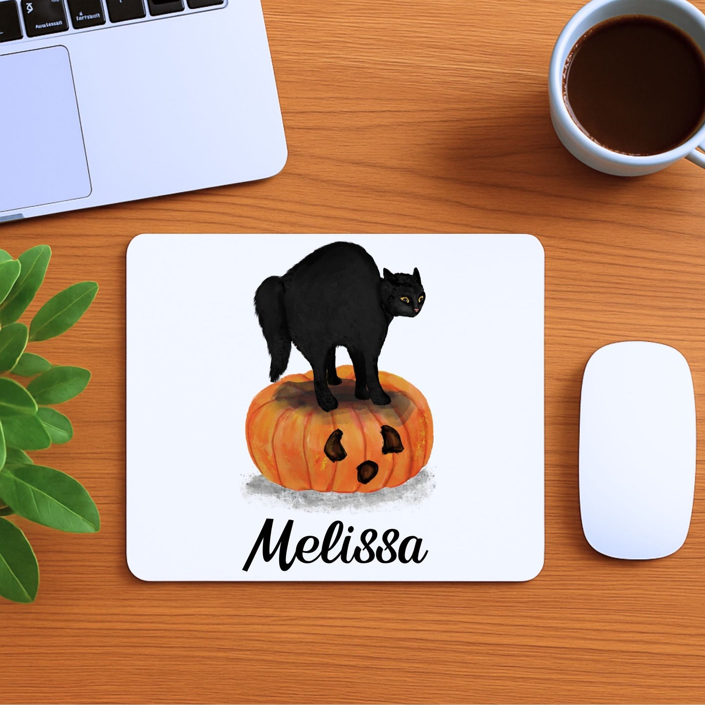 Halloween Black Cat Mousepad - MerikaArt