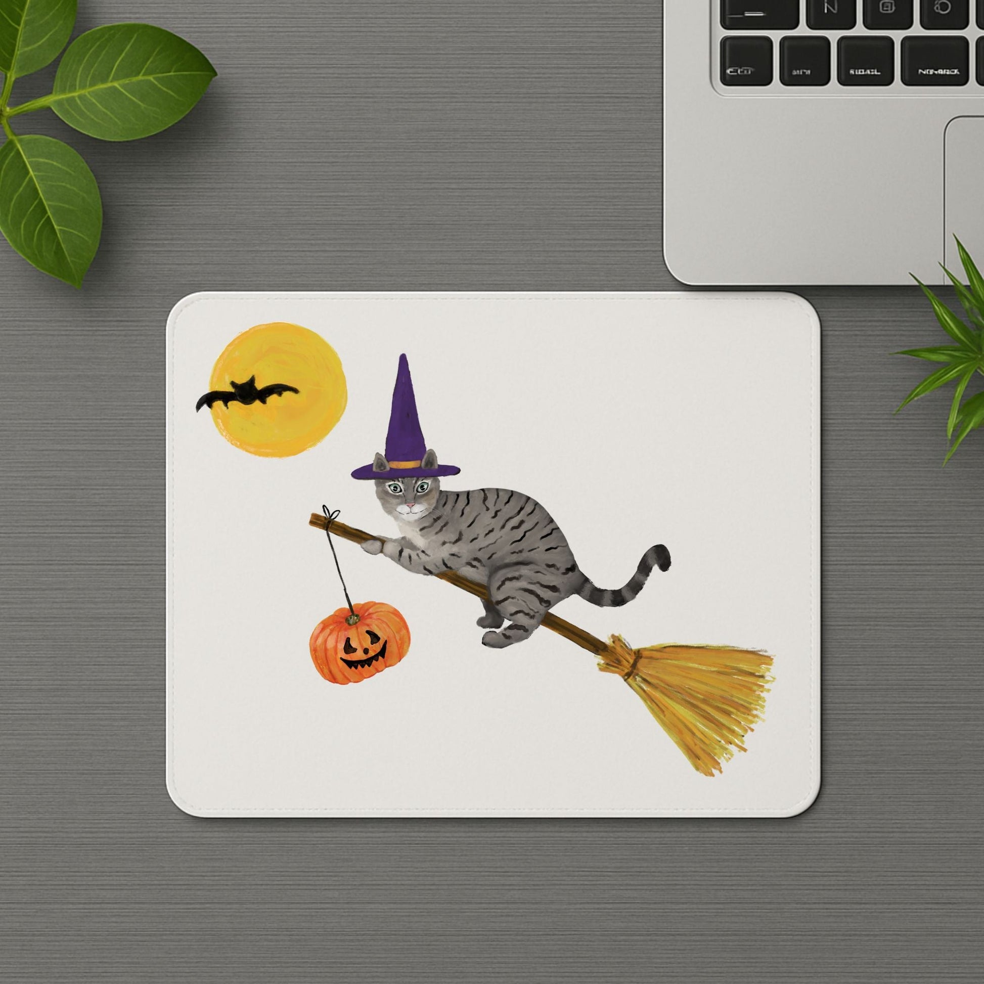 Halloween Gray Tabby Cat Mousepad - MerikaArt