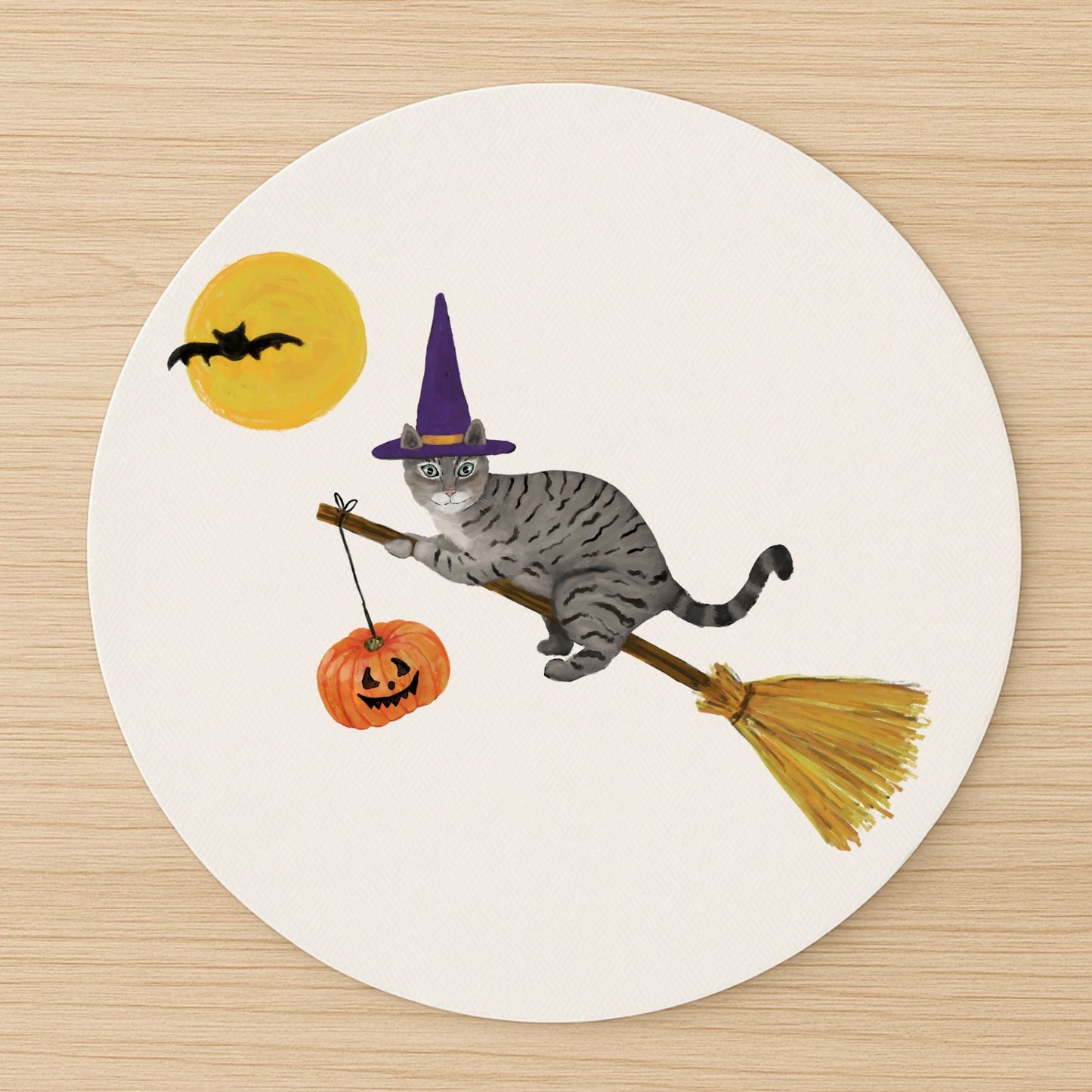 Halloween Gray Tabby Cat Mousepad - MerikaArt