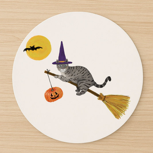 Halloween Gray Tabby Cat Mousepad - MerikaArt