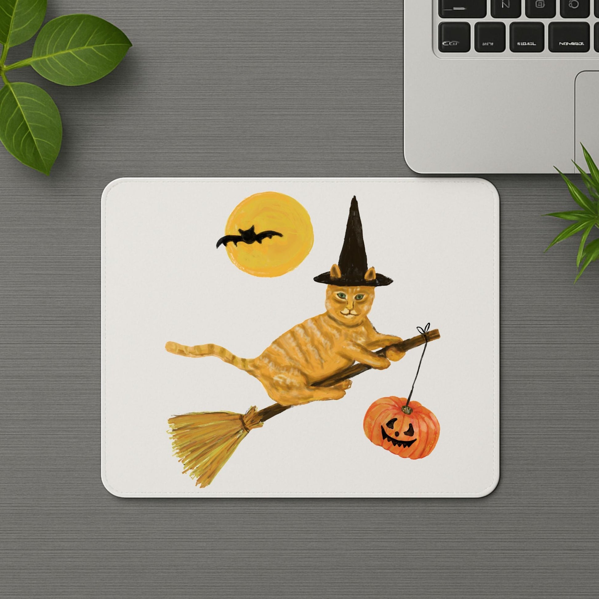 Halloween Orange Tabby Cat Mousepad - MerikaArt