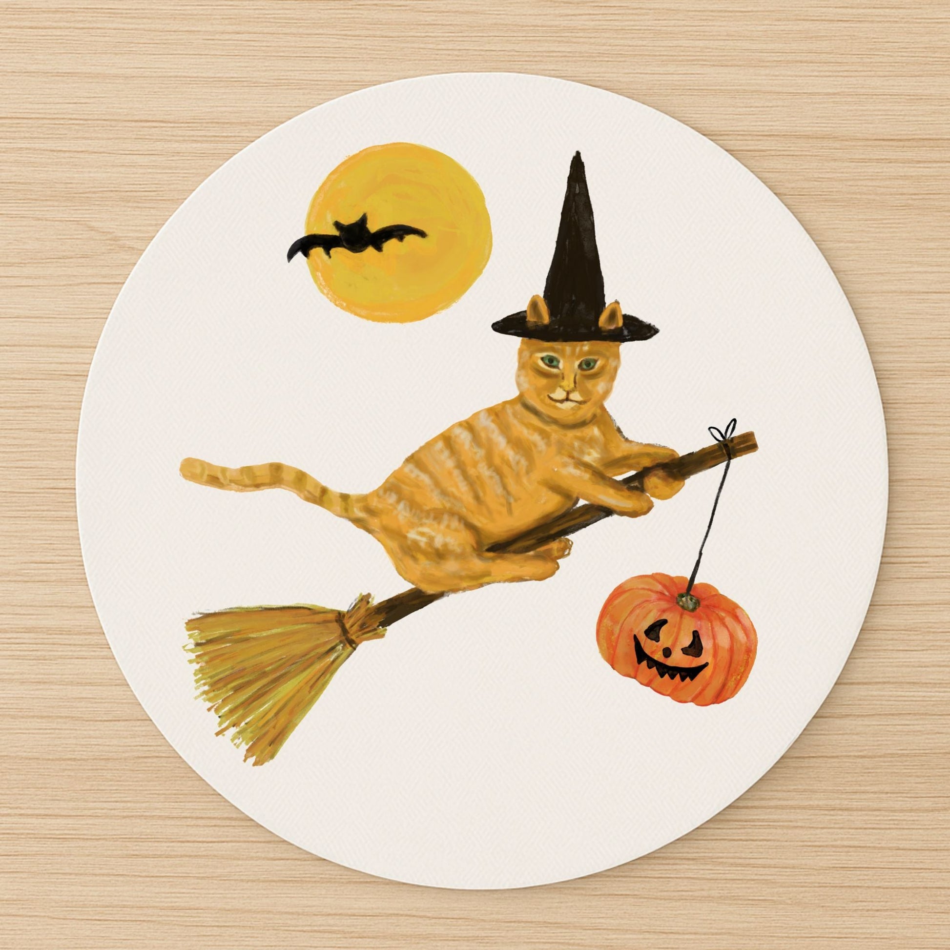 Halloween Orange Tabby Cat Mousepad - MerikaArt